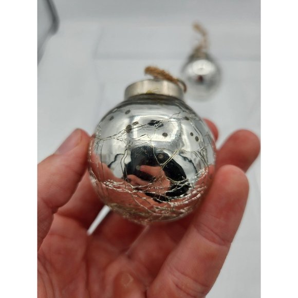 Vintage Kugel Style Silver Crackle Mercury Glass Ball Christmas Ornament - Picture 5 of 8